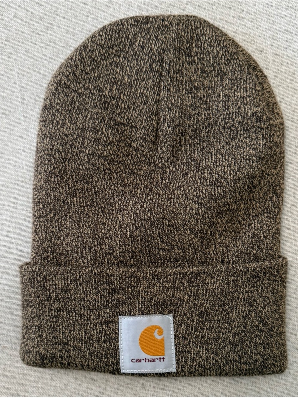 Carhartt‎ Brown Heather Ribbed Knit Beanie with Logo Tag